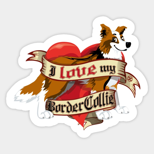 I Love My Border Collie - Sabre Sticker by DoggyGraphics